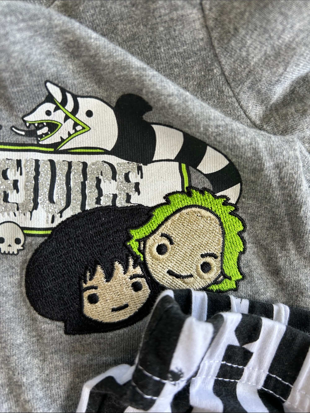 Beetlejuice Kids' Green & Gray Costume Set - Tutu Skirt & Striped Pants - Picture 5 of 8